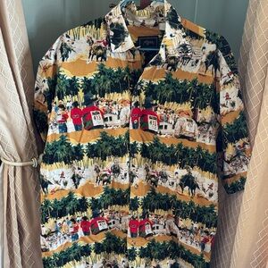 Roper Men's Short-Sleeve Button-Down Shirt in Mustard, Green, White